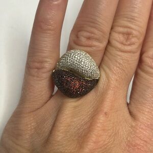 Suzy Levian Yellow Sterling Silver Red White CZ Pave Ring NWT
